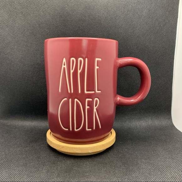 Rae Dunn APPLE CIDER Mug with Woden Coaster Lid - Picture 4 of 8